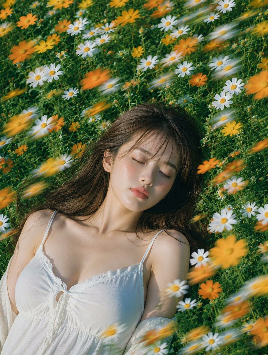 花田风动夏日人像